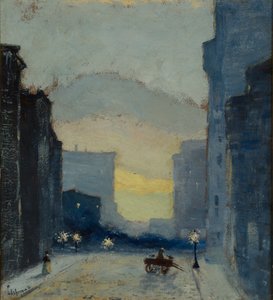 纽约东区，约 1908 年（纸面油画，裱在纤维板上的纸上）