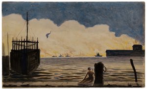 码头上的女孩，约1900年。 作者 路易斯·米歇尔·伊尔西缪斯