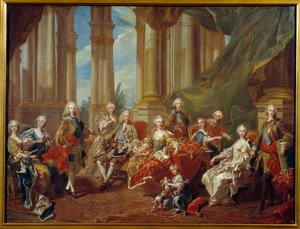 King Philip V (1683 - 1746) of Spain and his family. Sketch by Louis Michel Van Loo (1707-1771)