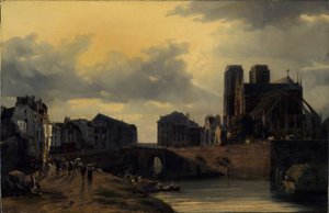 圣母院和迪厄宫廊桥 作者 路易斯·尼古拉斯·马特（Louis Nicolas Matout）