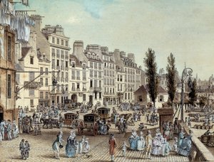1782 年巴黎圣保罗港的景色 塞纳河畔的长廊。 Louis de Lespinasse (1734-1808) 的画作，1782 年巴黎，卡纳瓦莱博物馆