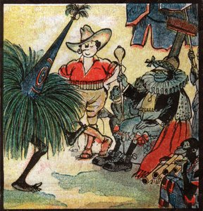 欧洲定居者 Nestor Fenleroc 访问非洲部落。1923 年（雕刻）