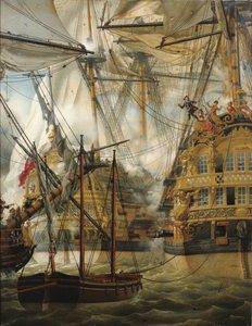 HMS坎伯兰（HMS Cumberland）与Le Lys和La Gloire作战，1827年