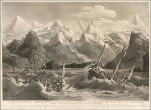 1786 年两艘小船遇难的版画，这两艘小船是拉佩鲁兹探险队的一部分 作者 路易·菲利普·克雷潘