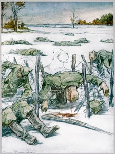 带刺铁丝网》，1916年