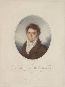 Lugwig van Beethoven（1770-1827）由Blasius Hofel（1792-1863）1814年刻（mezzotint） 作者 路易·雷恩·莱特恩