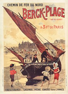 北部铁路公司。Berck-Plage，约1910年。
