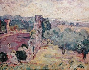 法国南部风景，c.1908（布面油画） 作者 路易斯·瓦尔塔特