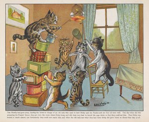 猫在房间里玩盒子 作者 路易·韦恩