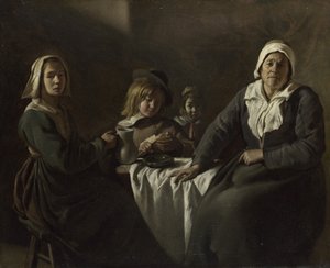 一张桌子上的四个数字，c。 1643年 作者 路易·勒·奈恩