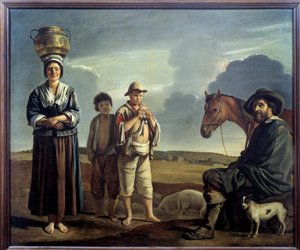 路易·勒·奈恩的《 La halte du horalier》绘画 作者 路易·勒·奈恩