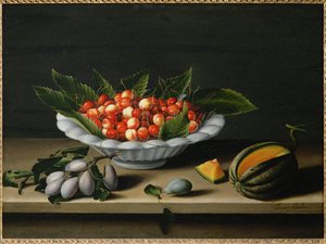 樱桃、李子和甜瓜杯... 作者 路易丝·莫永 (Moillon)