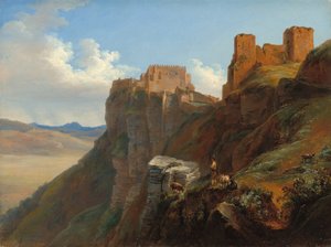 西西里岛特拉帕尼附近的圣朱利亚诺城堡景观，约1824-1826年。