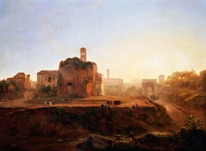 傍晚时分的论坛景色，作者：路易-约瑟芬-萨拉金-德-贝尔蒙（1790-1870）。