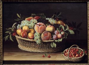 水果篮和草莓篮 Louise Moillon (1610-1696) 绘画 1635 图卢兹，奥古斯丁博物馆