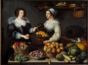 水果和蔬菜的商人 Louise Moillon (1610-1696) 1630 年作画。 1.20x1.65米