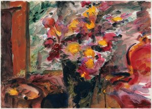 在桌上的花瓶。 1922年 作者 洛维斯·科林斯（Lovis Corinth）