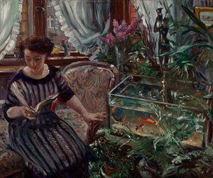 金鱼缸边的女士 作者 洛维斯·科林斯（Lovis Corinth）