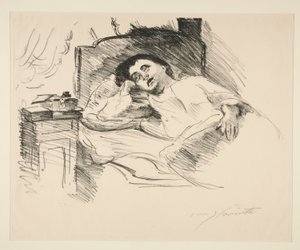 躺在床上休息的女士 作者 洛维斯·科林斯（Lovis Corinth）