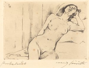 躺着的三四级裸体（躺着的女性裸体） 作者 洛维斯·科林斯（Lovis Corinth）