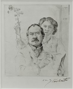 与妻子夏洛特-贝伦德-科林斯的自画像 作者 洛维斯·科林斯（Lovis Corinth）