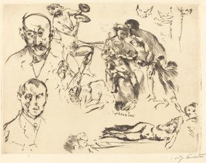 男人的素描，包括马克斯-利伯曼，约1915年。 作者 洛维斯·科林斯（Lovis Corinth）