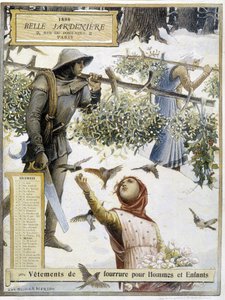 十二月：采摘槲寄生 - Luc-Olivier Merson 在“La belle jardinière”商店的日历中 作者 卢克·奥利弗·默森