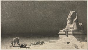 进入埃及的航班上的其余部分，斯芬克斯的素描[] verso，c。 1879-80。