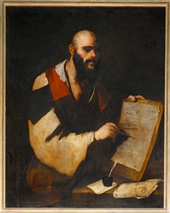 Philosophe tracant des figures geometriques avec un compas - 哲学家用画笔绘制几何图形...