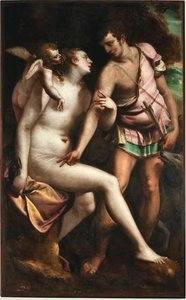 Venus and Adonis Painting by Luca Cambiaso (1527-1585) 16th century Genes, Musei di Strada Nuova (ex Palazzo Bianco)