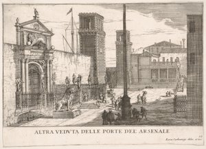 图63：船厂和军械库Arsenale大门的视图，威尼斯，1703，fr ...，1703。 作者 卢卡·卡莱瓦里