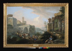 Capriccio with the Ponte Rotto，c.1714（布面油画） 作者 卢卡·卡列瓦里斯（Luca Carlevaris）