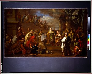 大卫向所罗门展示圣殿图纸（帆布） 作者 卢卡·乔丹奴（Luca Giordano）