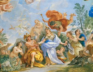 卢卡-乔尔达诺（1634-1705）创作的美第奇家族神化壁画，详图 作者 卢卡·乔丹奴（Luca Giordano）