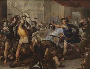 珀尔修斯（Perseus）将飞哥和他的追随者转向石，1680年代初期 作者 卢卡·乔丹奴（Luca Giordano）