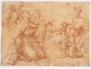 圣奥古斯丁、托伦蒂诺的尼古拉、特里萨和威廉 作者 Luca Giordano