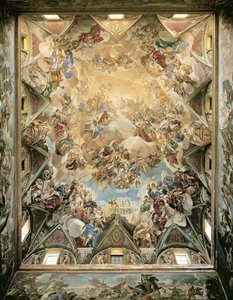 Habsburgs的天体荣耀和胜利，从大楼梯上方的天花板 作者 卢卡·乔丹奴（Luca Giordano）