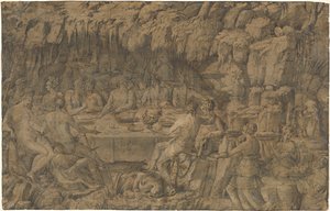 阿切卢斯的宴会》，约 1545 年（钢笔和水墨画）