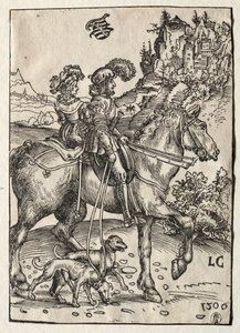 1506年，一位绅士和一位女士追逐。 作者 卢卡斯·克拉纳赫