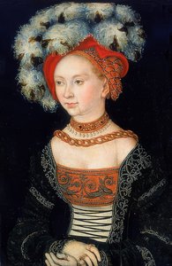 一位女士的画像。约于1530年 作者 卢卡斯·克拉纳赫