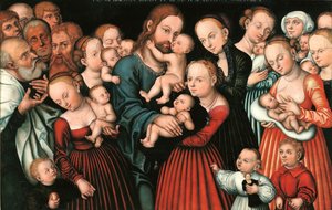 德语：Christus segnet die Kinder 基督保佑孩子们。 作者 卢卡斯·克拉纳赫
