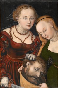 德语：Judith mit dem Haupt des Holofernes und einer Dienerin 朱迪丝与霍罗费恩的头和一个仆人 作者 卢卡斯·克拉纳赫
