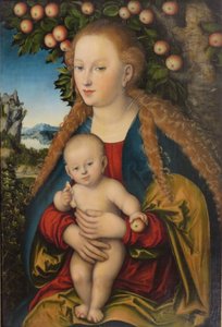 德语：Madonna und Kind unter dem Apfelbaum 苹果树下的圣母和圣婴/苹果树下的圣母和圣婴 作者 卢卡斯·克拉纳赫