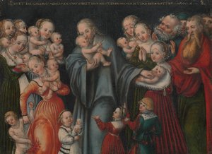 基督祝福儿童，约。 1545-50。 作者 卢卡斯·克拉纳赫（Lucas Cranach）