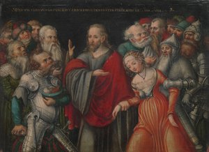 基督和通奸，约。 1545-50。 作者 卢卡斯·克拉纳赫（Lucas Cranach）