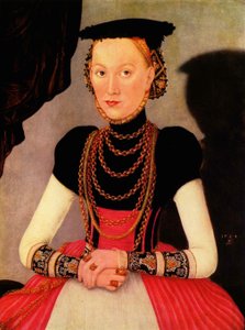 德语：Weibliches Bildnis / Bildnis einer Frau (eine geborene Hoffmann aus Leipzig) 女性肖像 / Portrait of a Woman (a Hoffmann by birth from Leipzig) 作者 卢卡斯·克拉纳赫（Lucas Cranach）