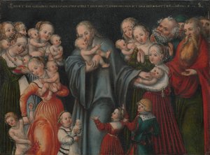 德语：Christus segnet die Kinder 基督祝福儿童 作者 卢卡斯·克拉纳赫（Lucas Cranach the Younger）和工作室