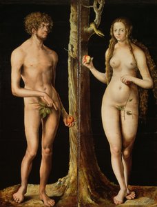 亚当和夏娃，约1508-10（石灰上的油彩和蛋彩）（另见159264）。