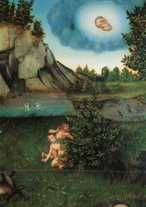 天堂的细节，c.1530（面板上的油） 作者 老卢卡斯·克拉纳赫