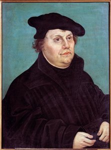 马丁路德 (1483-1546) 德国宗教改革者的肖像。 老卢卡斯·克拉纳赫（Lucas Cranach the Old）的绘画（或老